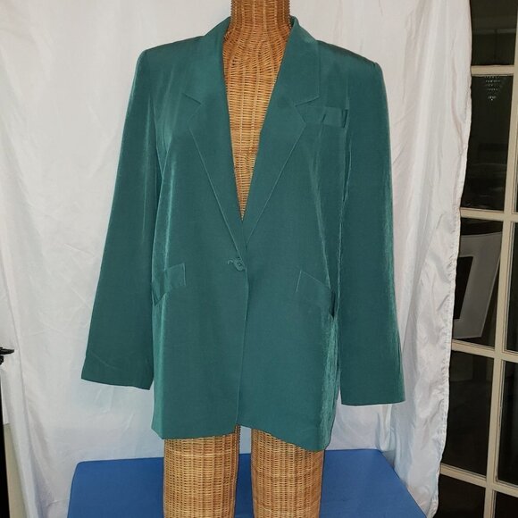 Ladies GHINELLI Silk Blazer w/Button Closure in Teal - 42 (L) - Picture 1 of 4